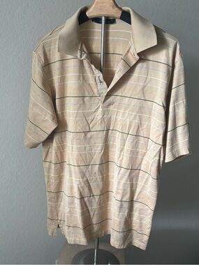 Bobby Jones Striped Golf Polo Cotton Short Sleeve Casual Men’s Medium *Flaw*